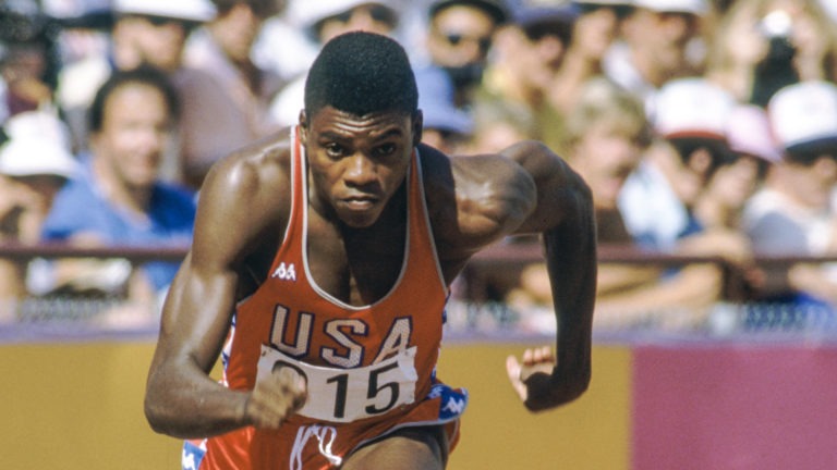 image of carl lewis competing in track and field