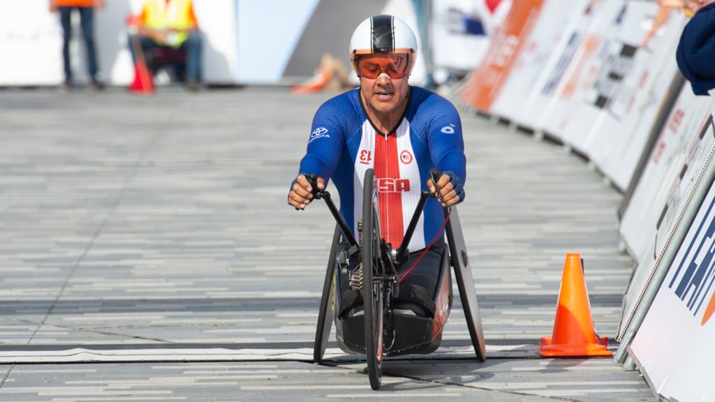 Three-time Paralympic handcyclist Oz Sanchez