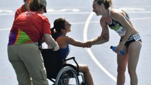 Abbey Cooper and Nikki Hamblin console each other after the race