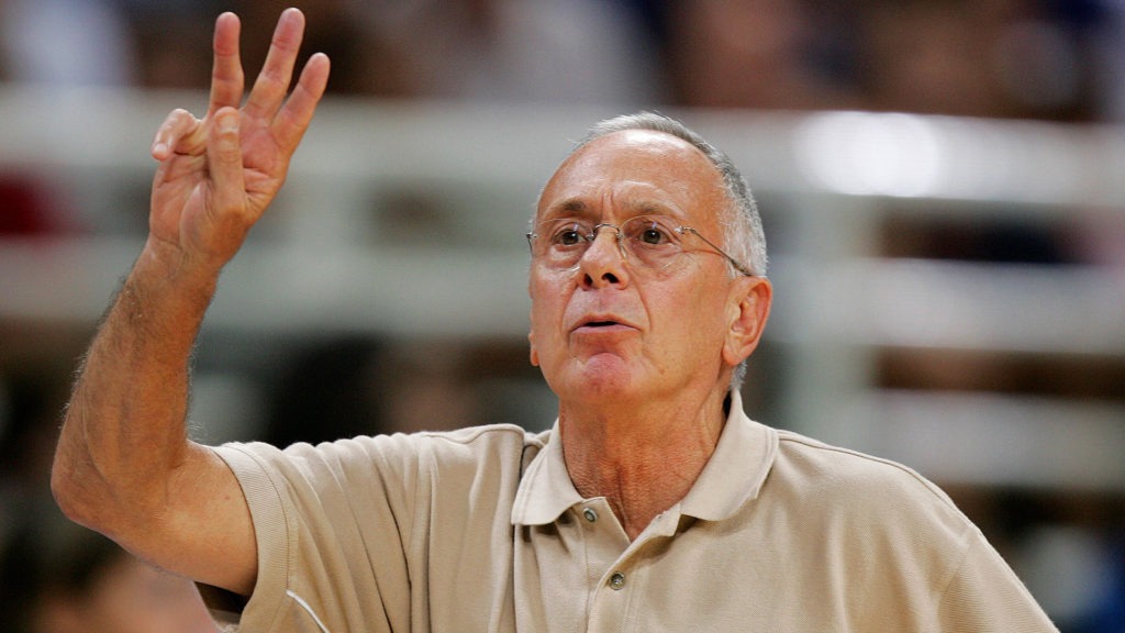 Larry Brown signals in a play during the Athens 2004 Olympic Games