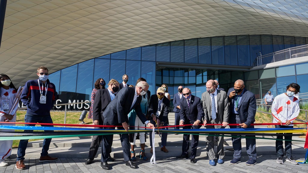The ribbon is cut to open the U.S. Olympic & Paralympic Museum