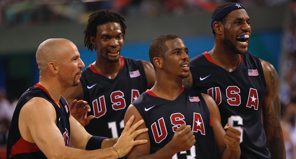 Members of Team USA celebrate their impending gold-medal victory