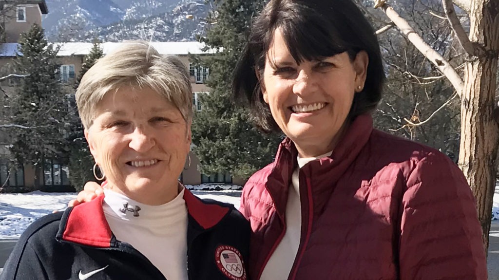 Carol Lindsey and Kim Clarke pose for a photo at the Broadmoor