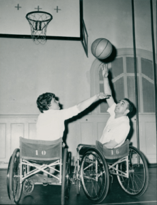 Saul and Christa Welger play each other in wheelchair basketball