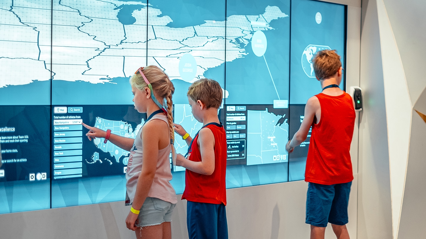 Kids enjoying exhibit at the U.S. Olympic & Paralympic Museum