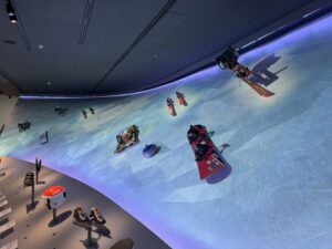 Winter Games gallery with artifacts on the wall