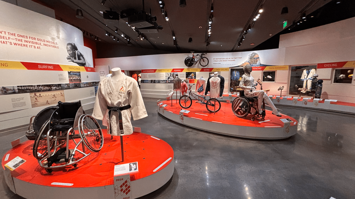 Exhibits on display in the Summer Games gallery